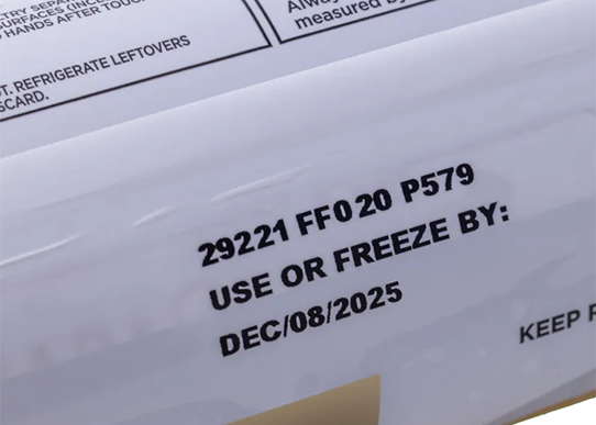 Kiks der er pakket ind i emballage med termotransfer